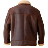 Veste aviateur en cuir de mouton marron vieilli doublée de sherpa pour homme